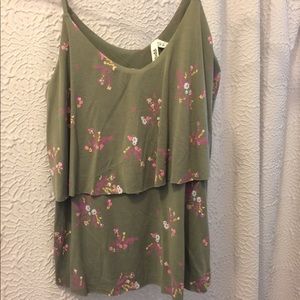 Mudd spaghetti strap tank in olive green